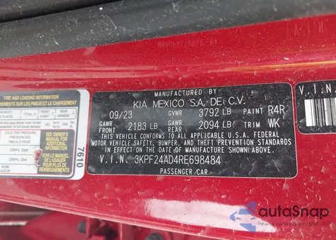 2024 Kia Forte Lxs from USA, damaged, VIN 3KPF24AD4RE698484